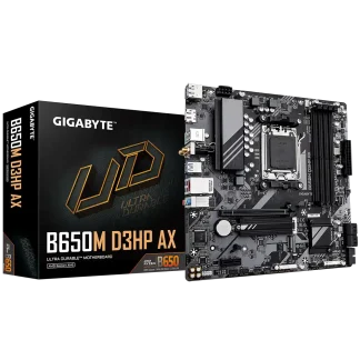 Gigabyte B650M D3HP AX Ultra Durable AMD AM5 Socket Motherboard, Micro-ATX, 4x DDR5 Slots, 2x M.2 Sockets, 2x USB-C Port, 2.5GbE LAN, Wi-Fi 6E, 2x DisplayPorts / 1x HDMI Port