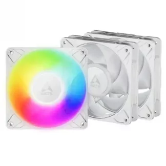 ARCTIC P12 Pro ARGB 12cm PWM Case Fans w/ Cable Splitters (3 Pack), Fluid Dynamic Bearing, 600-3000 RPM, White