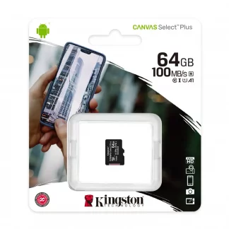 Kingston Canvas Select Plus SDCS2/64GBSP 64GB Micro SD UHS-I (U1) Flash Card, NO Adapter