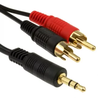 3.5mm Stereo Jack to 2 RCA Phono Plugs Audio Cable Lead GOLD 1.2m
