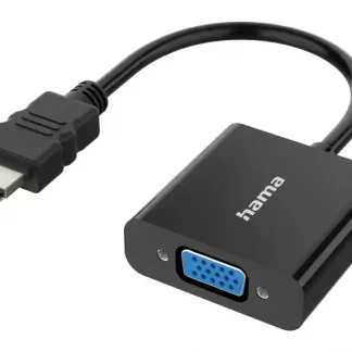 Hama HDMI Male to VGA Female Converter Cable with Audio 3.5mm Jack, 15cm, Black, *Eco-Friendly Packaging*