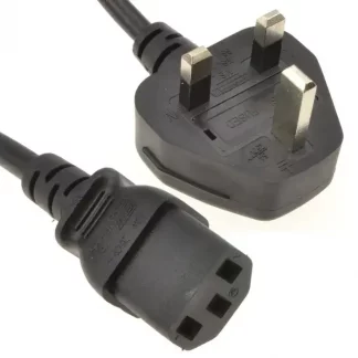 Power Cable UK Plug (5A Fused) Lead 2m Black