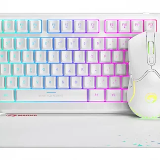 Marvo Scorpion CM310 Loot 30 3 in 1 RGB Wired Gaming UK Layout TKL Keyboard, Mouse and Mat Bundle (White)