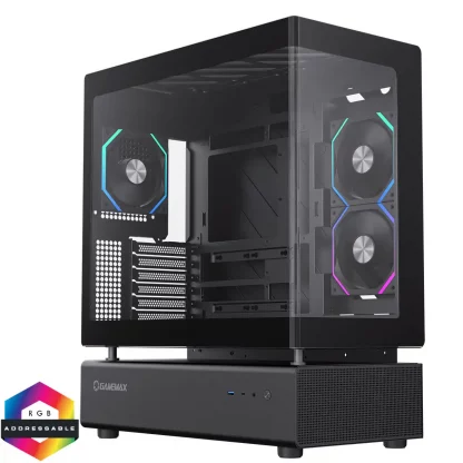 GameMax N80 Black ATX PC Gaming Case with 6 x 120mm PWM ARGB Fans and ...