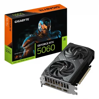 Gigabye NVIDIA GeForce RTX 5060 WINDFORCE MAX OC 8G GDDR7 Graphics Card, 3840 CUDA Cores, 2512 MHz Core Clock, Dual Fan, 3x DisplayPorts / 1x HDMI Ports
