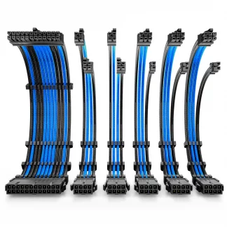 Antec Black/Blue PSU Extension Cable Kit - 6 Pack (1x 24 Pin, 2x 4+4 Pin, 3x 6+2 Pin) WHITE