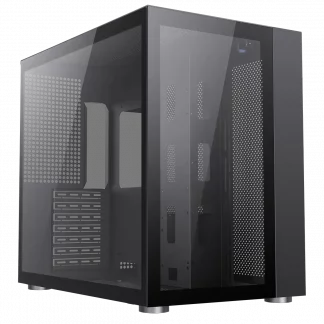 Infinity Mid-Tower ATX PC Black Gaming Case With Tempered Glass Side Panel NO FANS