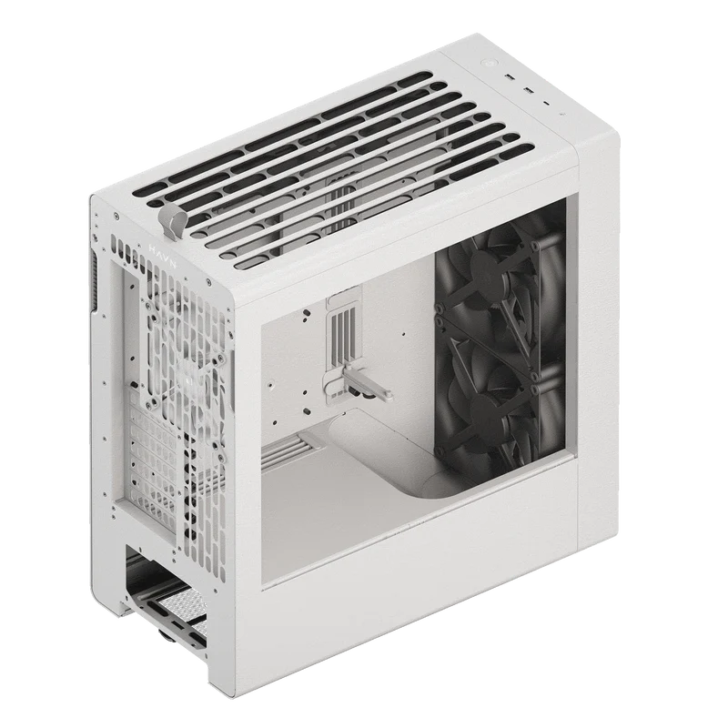 HAVN BF 360 Flow Premium Mid Tower Case - WhiteMid-tower PC case, Versatile fan support, Tempered glass window, 410mm GPU clearance, Full coverage airflow, SimpliCable routing - Image 6