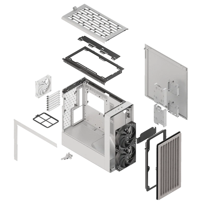 HAVN BF 360 Flow Premium Mid Tower Case - WhiteMid-tower PC case, Versatile fan support, Tempered glass window, 410mm GPU clearance, Full coverage airflow, SimpliCable routing - Image 12