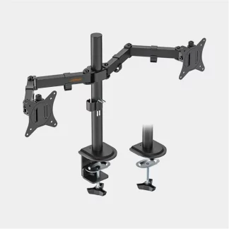VonHaus Dual Monitor Stand for 13-32 Inch Screens, Twin Monitor Mount with Desk Clamp, Height Adjustable, Easy Assemble Stand with Full Tilt, Rotation & Swivel Arms, VESA 75x75 & 100x100mm