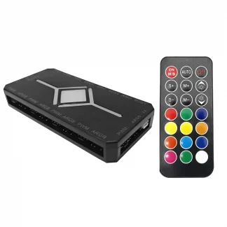 CIT ARGB PWM 9 Port Fan Hub With SATA Power and RF Remote