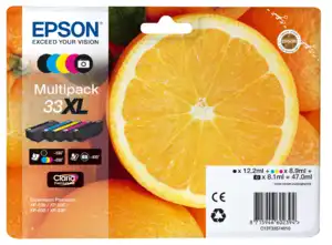 Epson Claria 33XL Ink Cartridge - Yellow, Cyan, Magenta, Black, Photo Black - Inkjet - 5 / Blister Pack