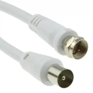 Coaxial F Connector Male Plug to RF Male Plug RG59 Cable 2m White