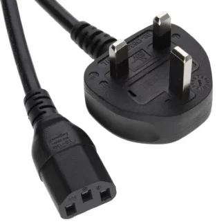 Power Cord UK Plug to IEC Cable (PC Mains Lead) C13 1.8m