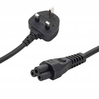 1m UK Mains Power Cable - UK Plug to C5 (Cloverleaf) Socket