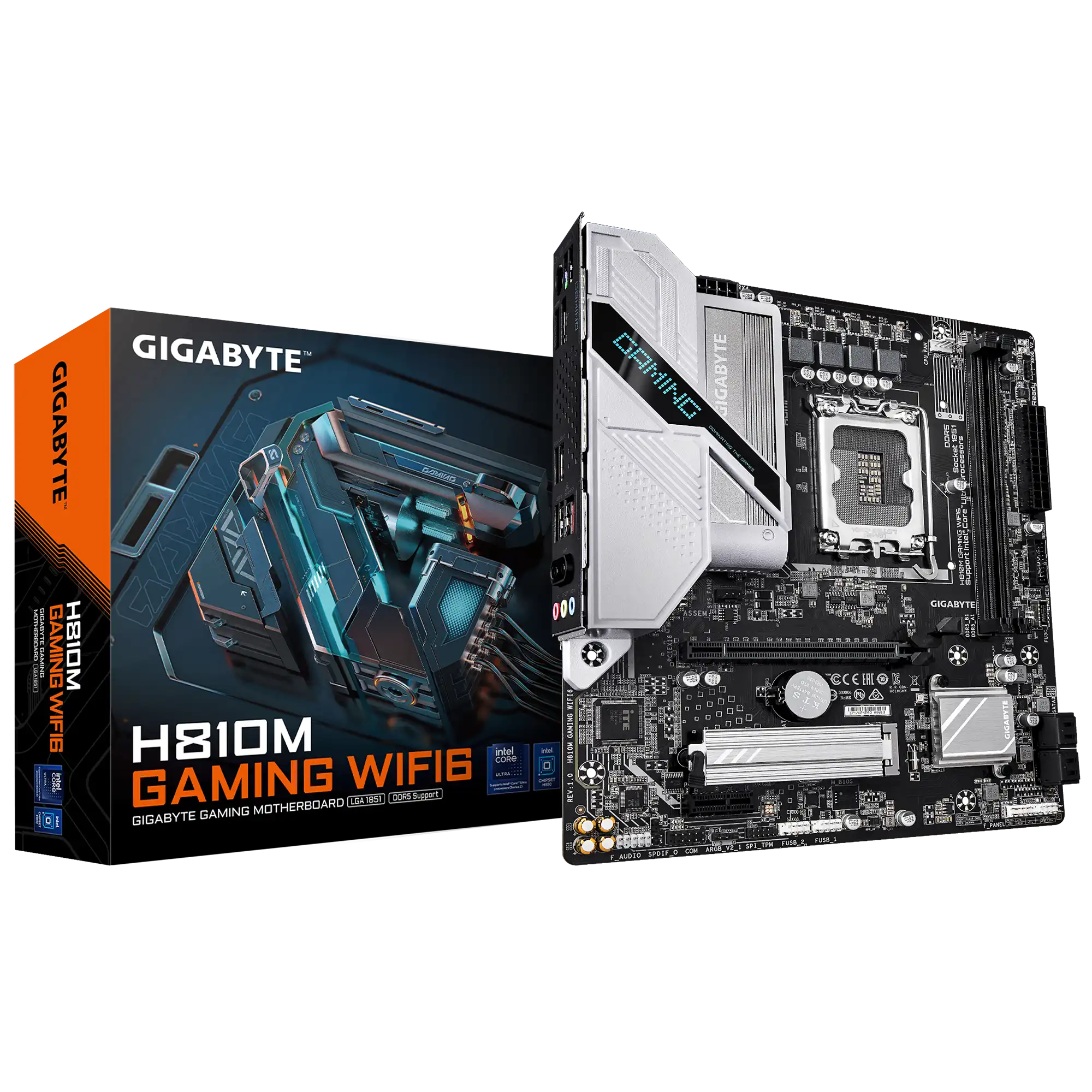 Gigabyte H810M GAMING WIFI6 Intel 1851 Socket Motherboard, Micro-ATX, 2x DDR5 Slots, 1x M.2 Socket, Fitted I/O Shield, 2.5GbE LAN, Wi-Fi 6, 1x DisplayPort / 1x HDMI Port - Image 4