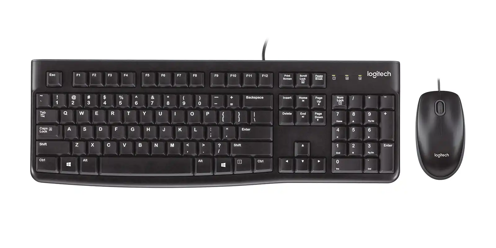Logitech MK120 Wired Keyboard and Mouse Combo for Windows, Optical Wired Mouse, Full-Size Keyboard - US Layout