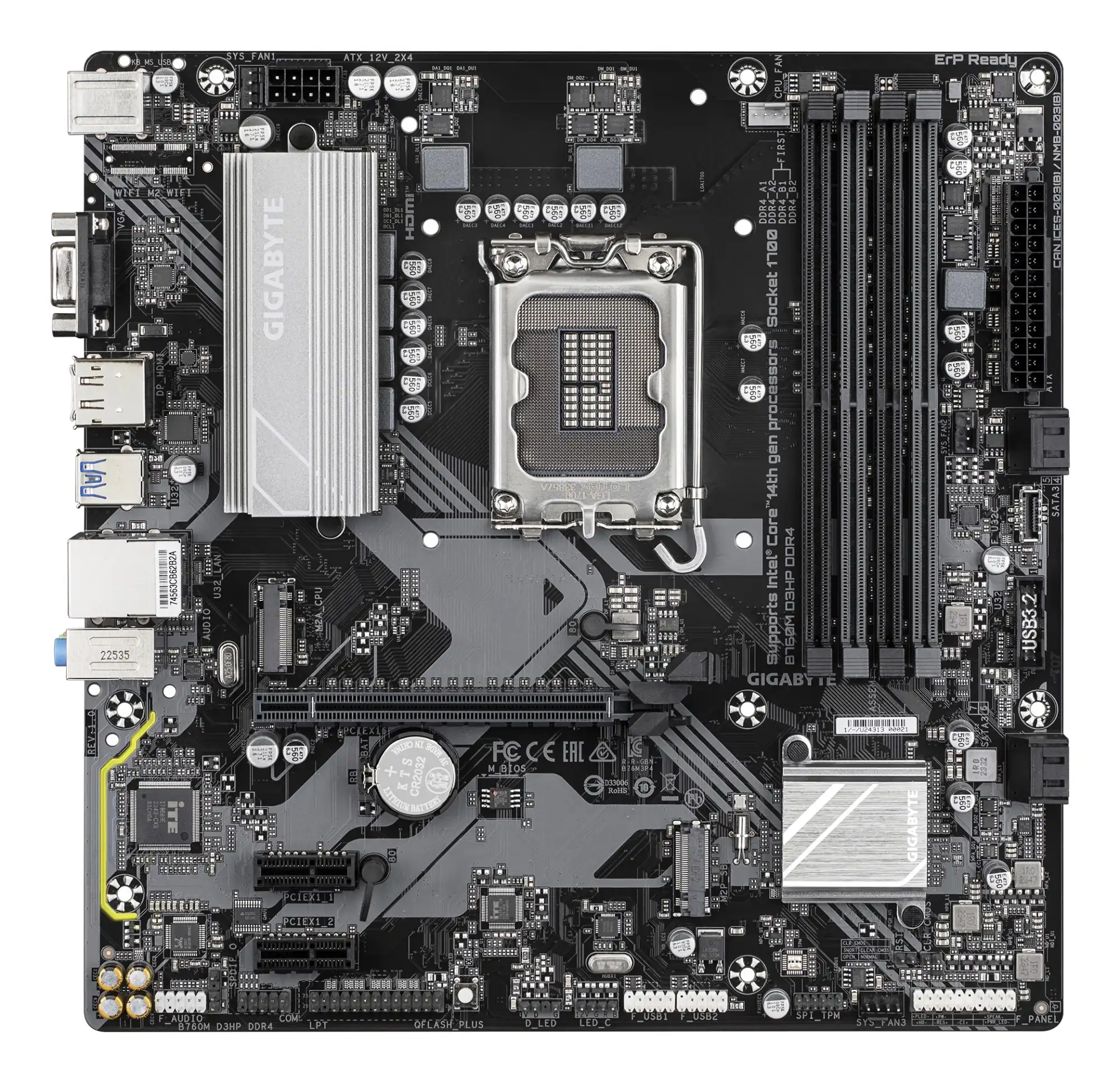 Gigabyte B760M D3HP DDR4 Intel 1700 Socket Motherboard, Micro-ATX, 4x DDR4 Slots, 2x M.2 Sockets, GbE LAN, 1x D-Sub / 1x DisplayPort / 1x HDMI Port - Image 2