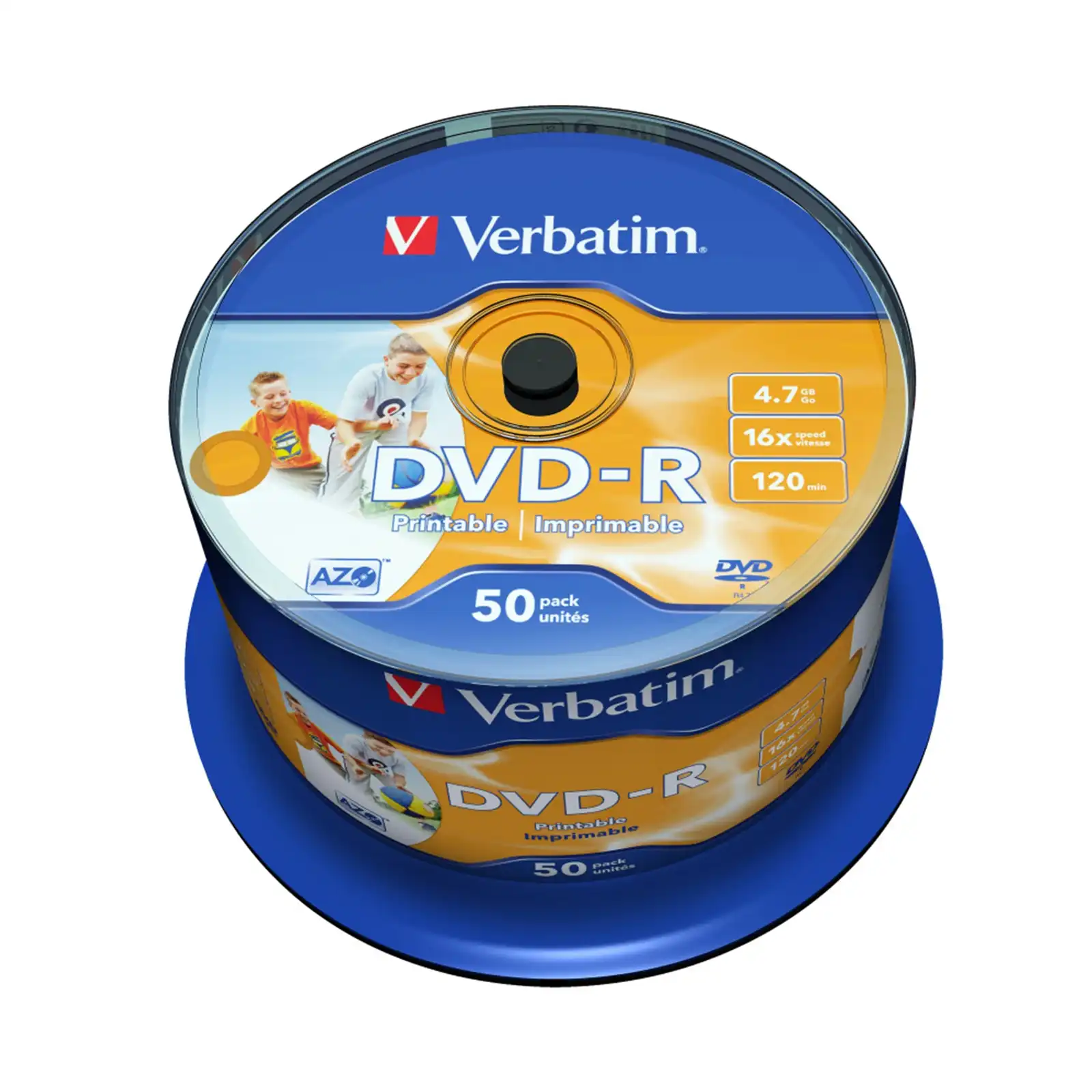 Verbatim DVD-R 16X 4.7GB 50 Pack Spindle Wide Inkjet Printable