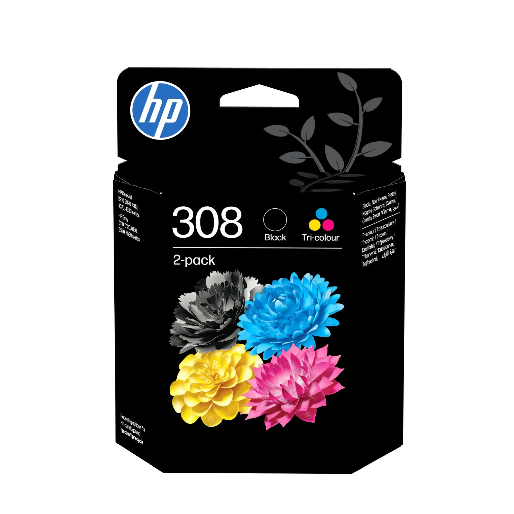 HP 308 Original Inkjet Ink Cartridge - Combo Pack - Black, Tri-colour - 2 Pack