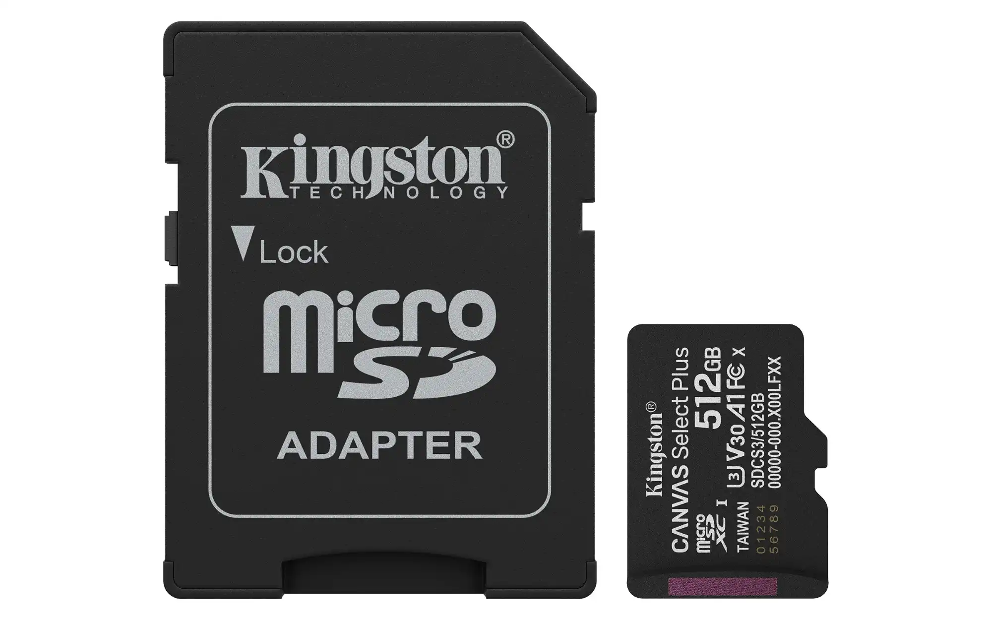 Kingston Technology 512GB microSDXC Canvas Select Plus Gen3 150MB/s A1 Card + Adapter. Class 10.