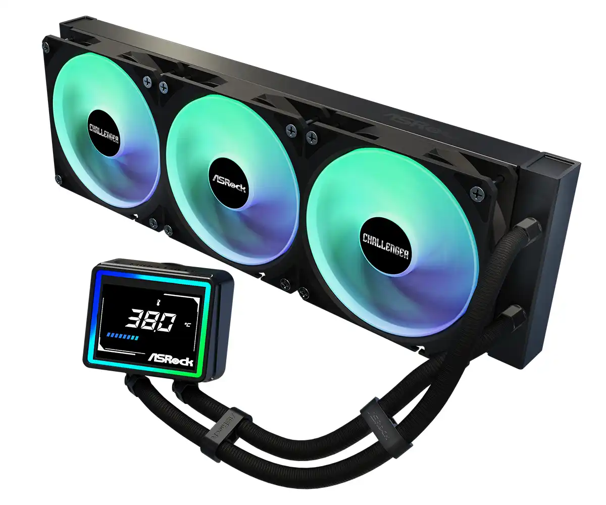 ASRock Challenger 360 Digital Black AIO Liquid CPU Cooler, 360mm Radiator - Image 5