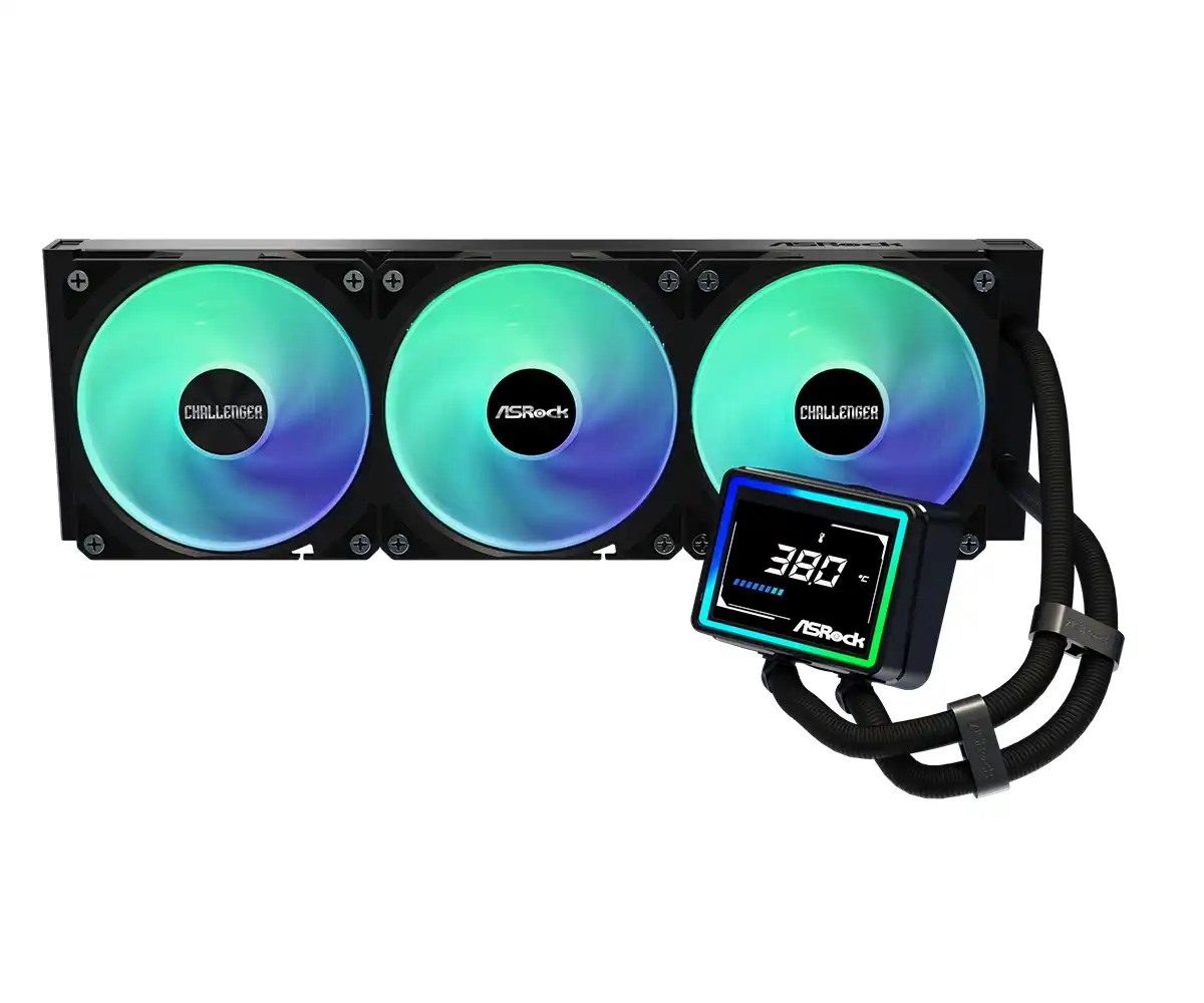 ASRock Challenger 360 Digital Black AIO Liquid CPU Cooler, 360mm Radiator - Image 4