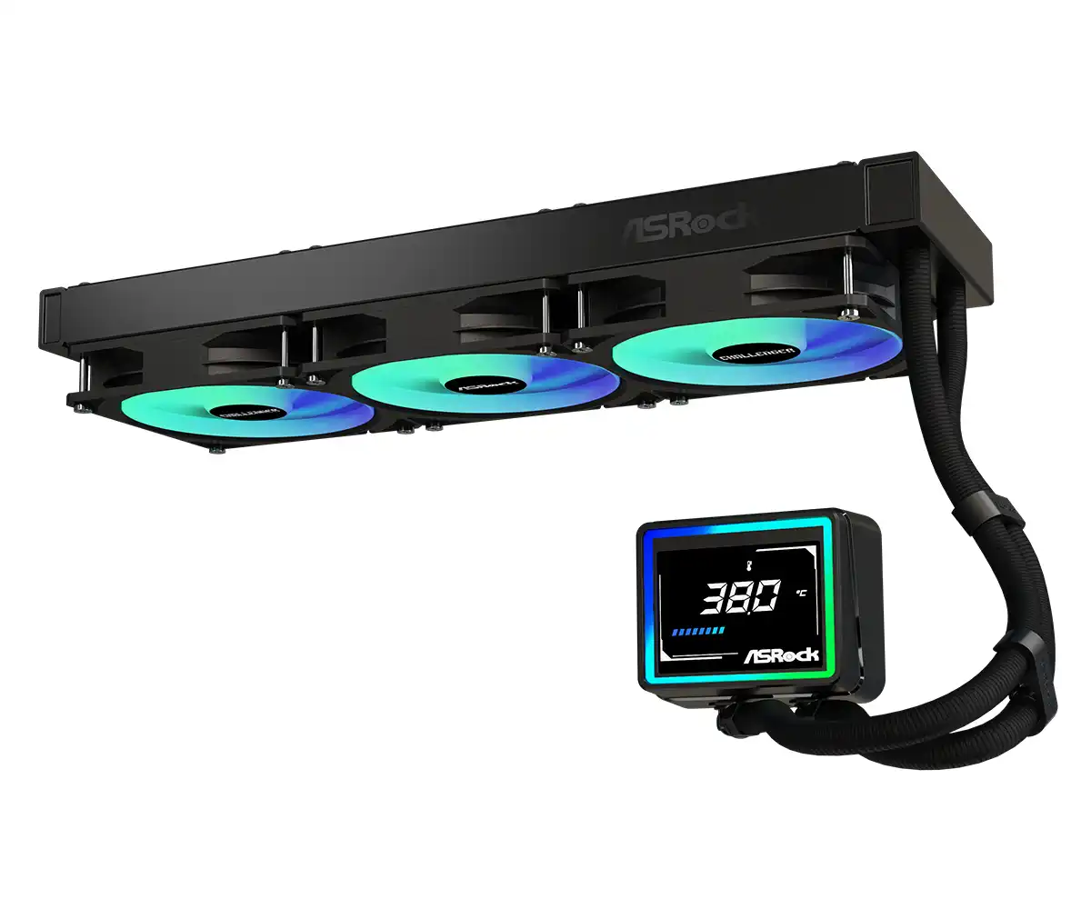 ASRock Challenger 360 Digital Black AIO Liquid CPU Cooler, 360mm Radiator - Image 3