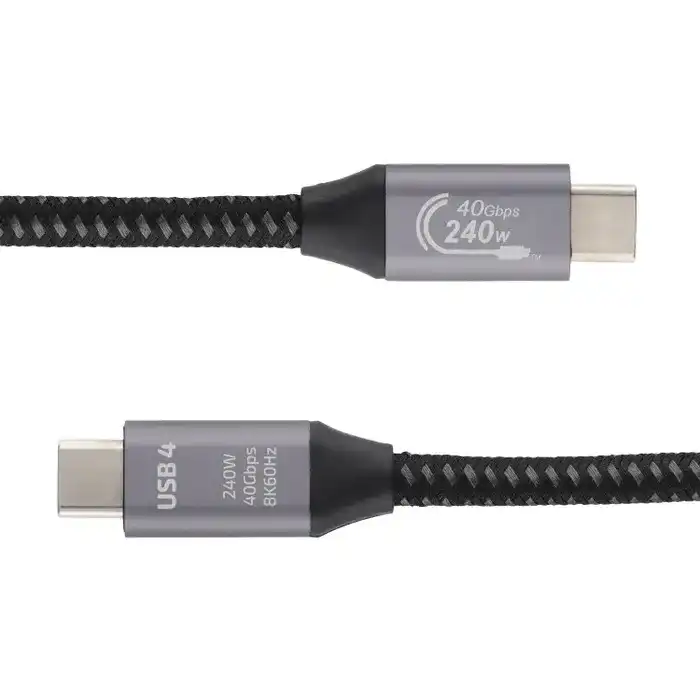 USB4 40Gbps 240W Cable USB-C to USB-C with Metal Plugs Supports 8K 60Hz 1m