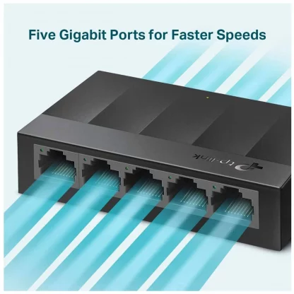 TP-LINK (LS1005G) 5-Port Gigabit Unmanaged Desktop LiteWave Switch, Green Technology, Plastic Case - Image 7