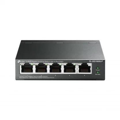 TP-LINK (TL-SG1005LP) 5-Port Gigabit Unmanaged Desktop Switch, 4-Port PoE, Intelligent Power, Steel Case