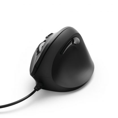 Hama Vertical Ergonomic EMC-500 Wired Optical Mouse, 6 Buttons, Browser Buttons, 1000-1800 DPI, Black *Right Handed version*