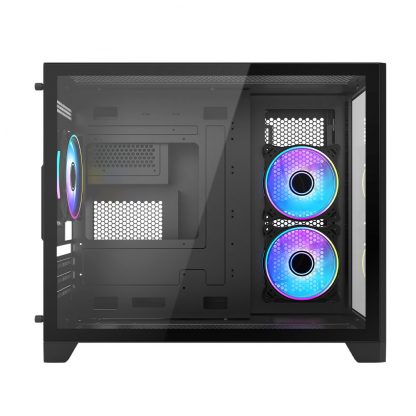 Vida Akira Black ARGB Gaming Case w/ Glass Front & Side, Micro ATX, 3x ARGB Fans, 6-Port PWM ARGB Fan Hub - Image 6