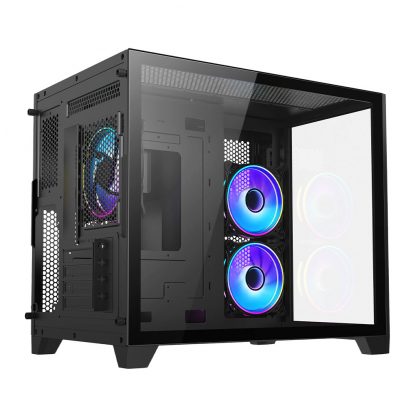 Vida Akira Black ARGB Gaming Case w/ Glass Front & Side, Micro ATX, 3x ARGB Fans, 6-Port PWM ARGB Fan Hub - Image 7