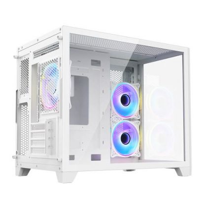 Vida Akira White ARGB Gaming Case w/ Glass Front & Side, Micro ATX, 3x ARGB Fans, 6-Port ARGB PWM Fan Hub - Image 7
