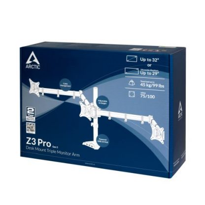 Arctic Z3 Pro (Gen3) Triple Monitor Arm with 4-Port USB 3.0 Hub, Up to 32" Monitors / 29" Ultrawide, 180° Swivel, 360° Rotation - Image 7