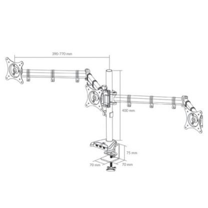 Arctic Z3 Pro (Gen3) Triple Monitor Arm with 4-Port USB 3.0 Hub, Up to 32" Monitors / 29" Ultrawide, 180° Swivel, 360° Rotation - Image 9