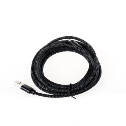 Budi Data / Power lead USB A to iphone lightining 3m BLACK Braided - Image 3