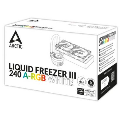 Arctic Liquid Freezer III A-RGB 240mm Liquid CPU Cooler, P12 PWM PST ARGB Fans & ARGB PWM Controlled Pump, White