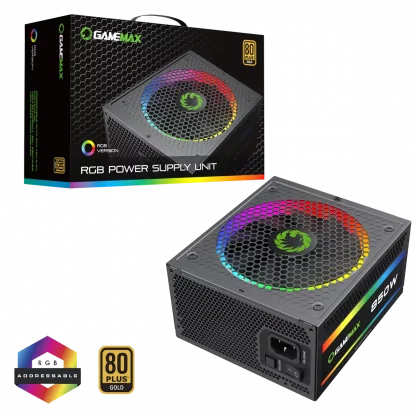 GM850 850W Modular RGB Gold 80 Plus 14cm RGB Fan - Image 2
