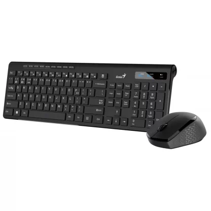 Genius SlimStar 8230 Blutooth 5.3 and 2.4GHz Wireless Keyboard and Mouse Set, 12 Multimedia Function Keys, Full Size UK Layout, Optical Sensor Mouse, 1200dpi, Connect up to 3 devices simultaneously