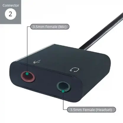 USB A to 2 x 3.5mm Stereo Jack Adapter A Male to 2 x 3.5mm Female - Image 2