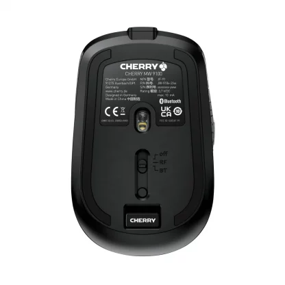CHERRY MW 9100 Mouse - Bluetooth/Radio Frequency - USB - Optical - 6 Button(s) - Black - 1 Pack - Wireless - 2.48 GHz - Rechargeable - 2400 dpi - Scroll Wheel - Symmetrical - Image 4