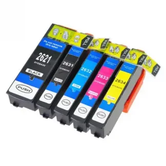 Set of 5 Compatible Epson 26XL (T2636) High Yield Black, Cyan, Magenta & Yellow
