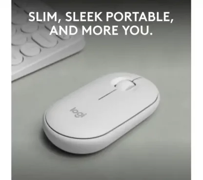 Logitech Pebble 2 M350S Mouse - Bluetooth - Optical - 3 Button(s) - Tonal White - Wireless - 10 m - 4000 dpi - Scroll Wheel - Image 3