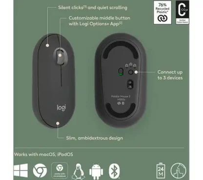 PEBBLE MOUSE 2 M350S GRAPHITE TONAL BT N/A EMEA-808 DONGLELESS - Image 8
