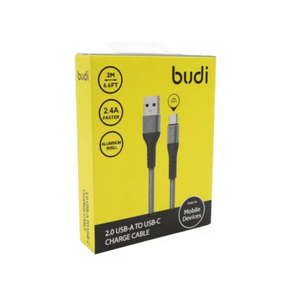 BUDI USB A TO TYPE C 2m BLACK Braided - Image 3