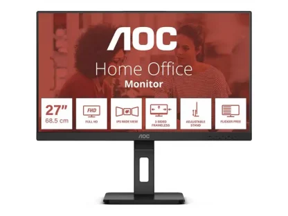 AOC 27E3QAF LED monitor 27" 1920 x 1080 Full HD (1080p) @ 75 Hz IPS 1000:1 4 ms HDMI, VGA, DisplayPort speakers textured black Full Product Specification
Height-adjustable base IPS panel Adaptive Sync 75 Hz refresh rate HDMI and DisplayPort Flicker-Free Low Blue Light Contourless design Exemplary slimness Ergonomics Integrated speakers