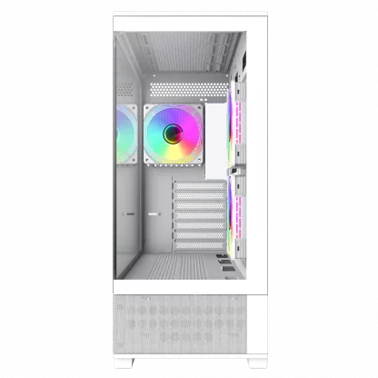 Vista White ATX Gaming Case with Tempered Glass Front and Side Panels with 3 x FN12A-C8I 120mm Infinity Fans Installed - Image 5