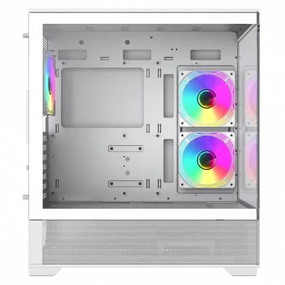 Vista White ATX Gaming Case with Tempered Glass Front and Side Panels with 3 x FN12A-C8I 120mm Infinity Fans Installed - Image 10